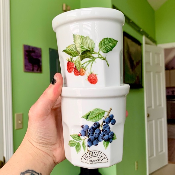 Pillivuyt Other - 🫐🍓 Vintage French Berries Porcelain Pillivuyt Bowl Cups Kitchenware Items